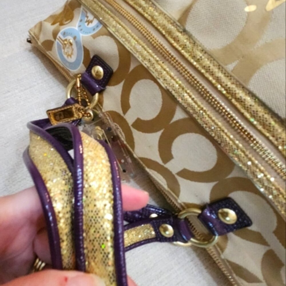 Coach Poppy Glam Applique Shoulder Bag Handbag Purse - Picture 6 of 14
